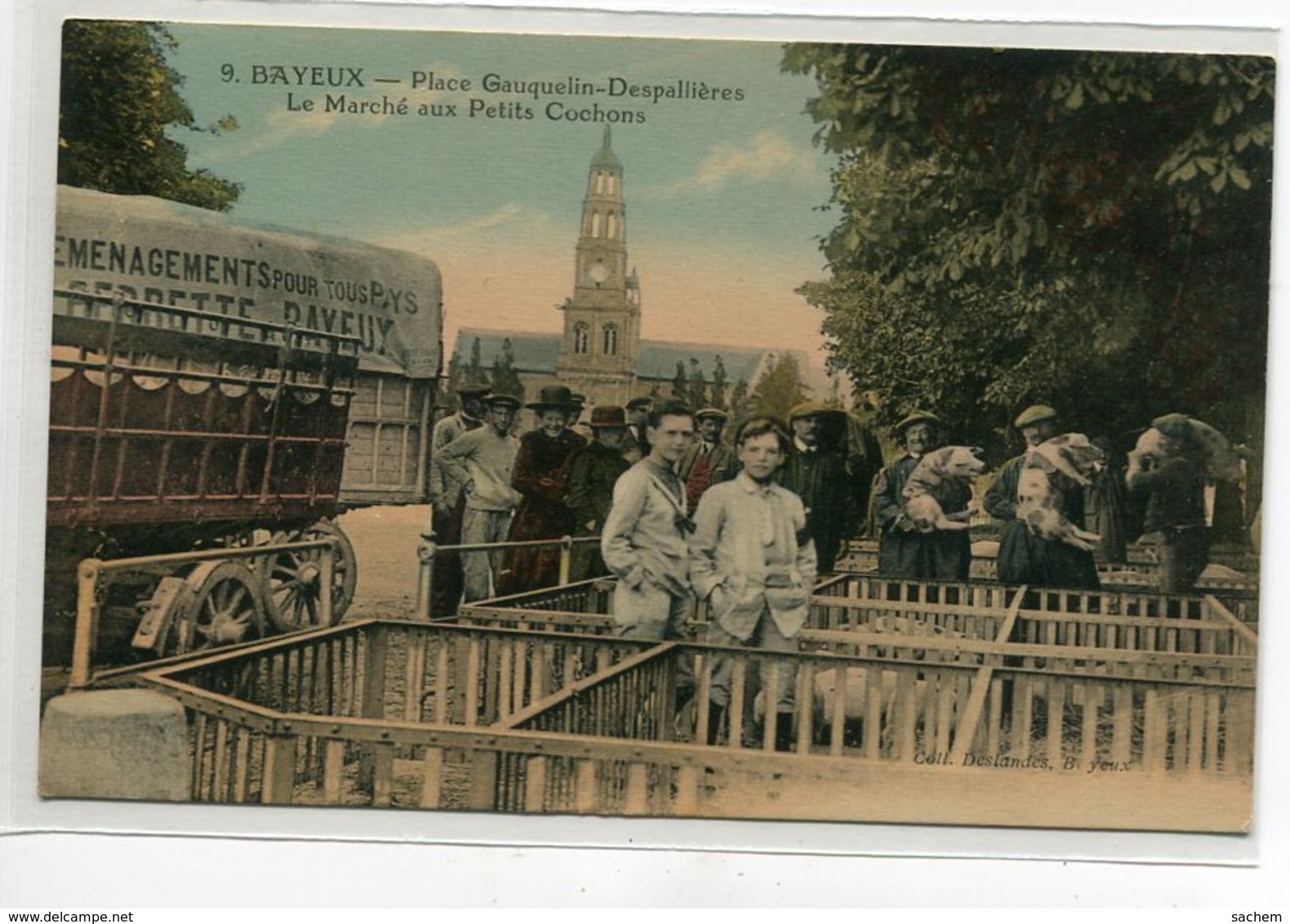 14 BAYEUX Carte RARE La Marché Aux Petits Cohons Place Gauquelin Despallieres Charette Déménagement   D13 2019 - Bayeux