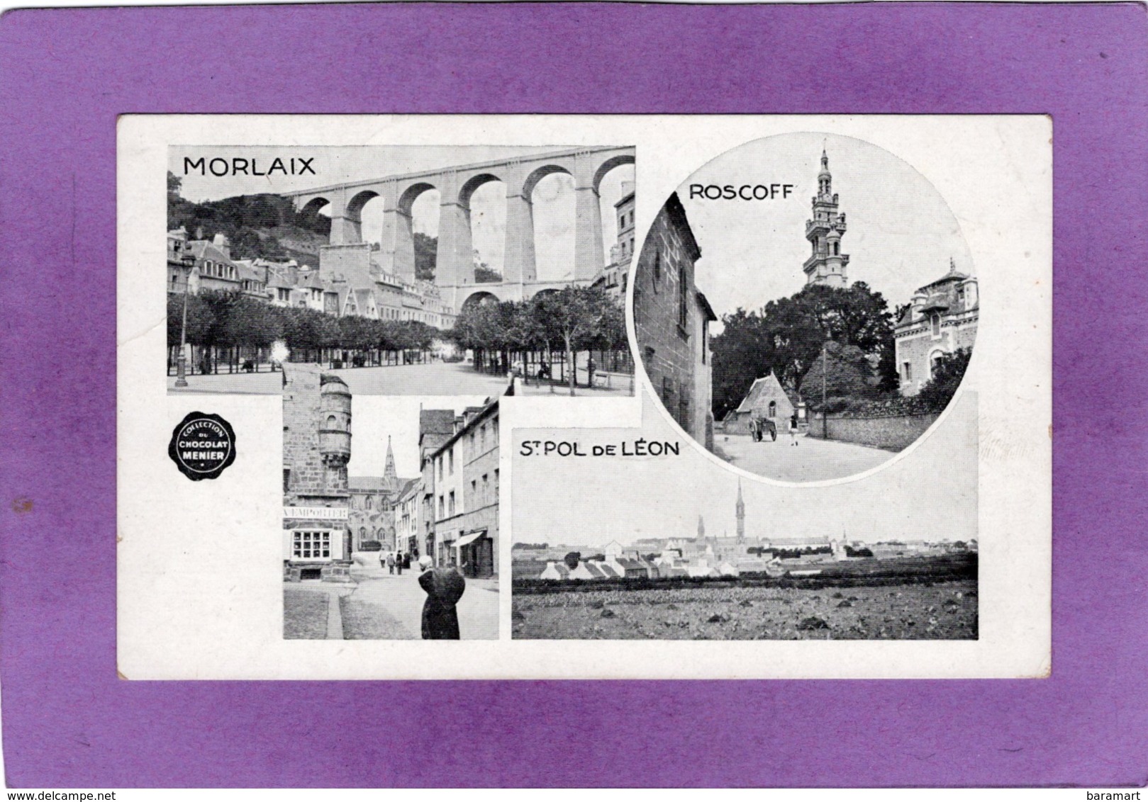 29 MORLAIX ROSCOFF St POL De LEON Multivues  Carte Publicitaire Collection Du Chocolat Menier N° 12 - Autres & Non Classés