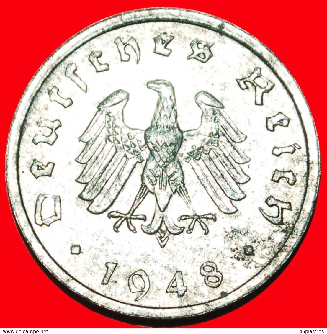 + WITHOUT SWASTIKA (1945-1948): GERMANY ★ 10 PFENNIG 1948F MINT LUSTER! LOW START ★ NO RESERVE! - 10 Reichspfennig