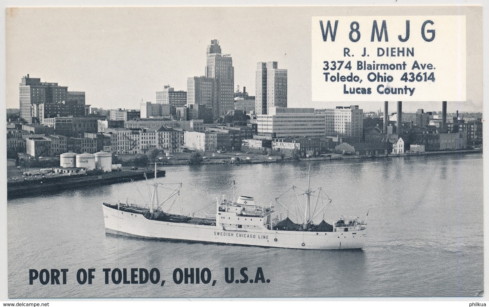 Port Of Toledo, Ohio, USA - Amateurfunkerkarte - 1967 - Toledo