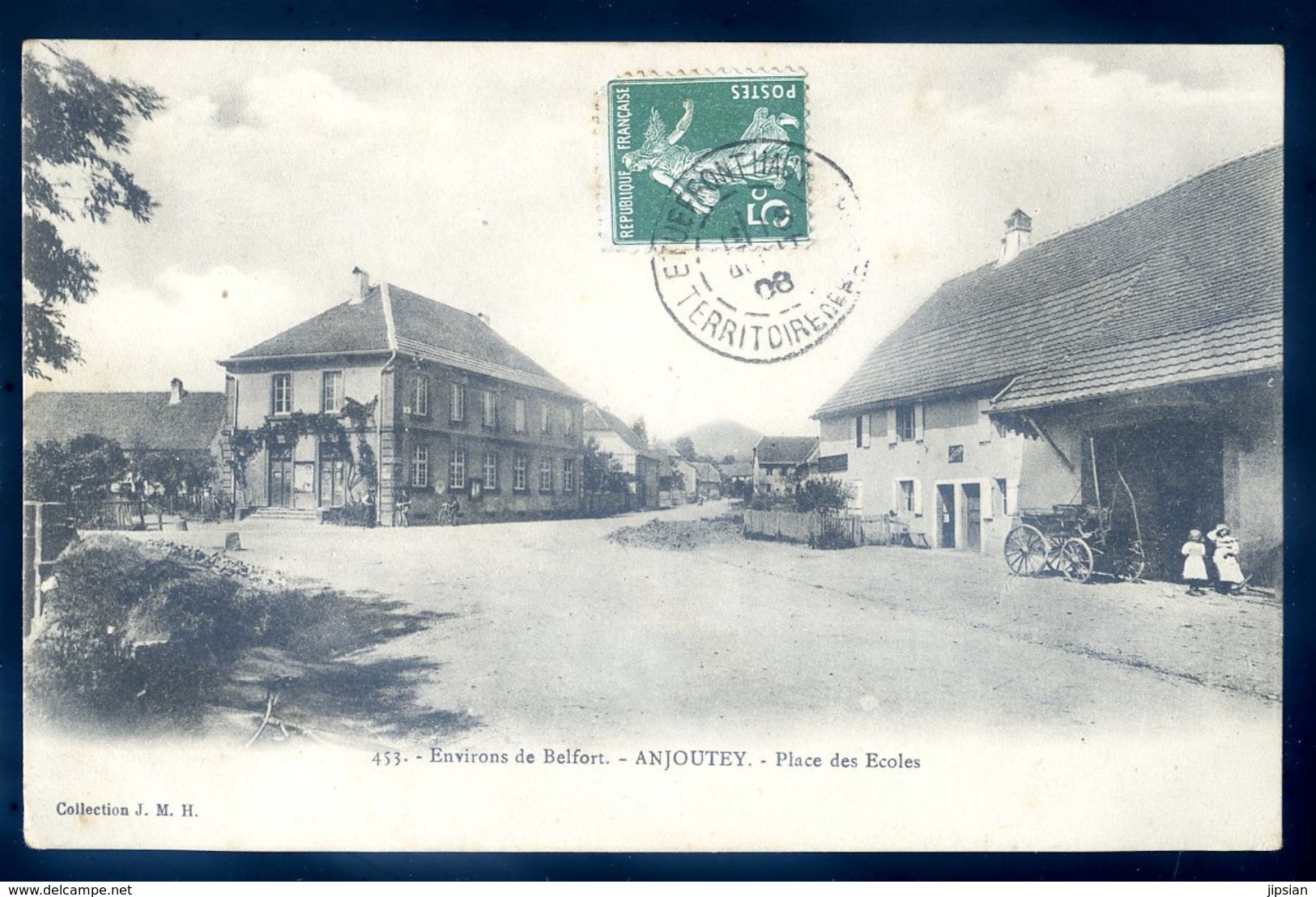 Cpa Du 90 Environs De Belfort Anjoutey Place Des Ecoles  JM40 - Rougemont-le-Château