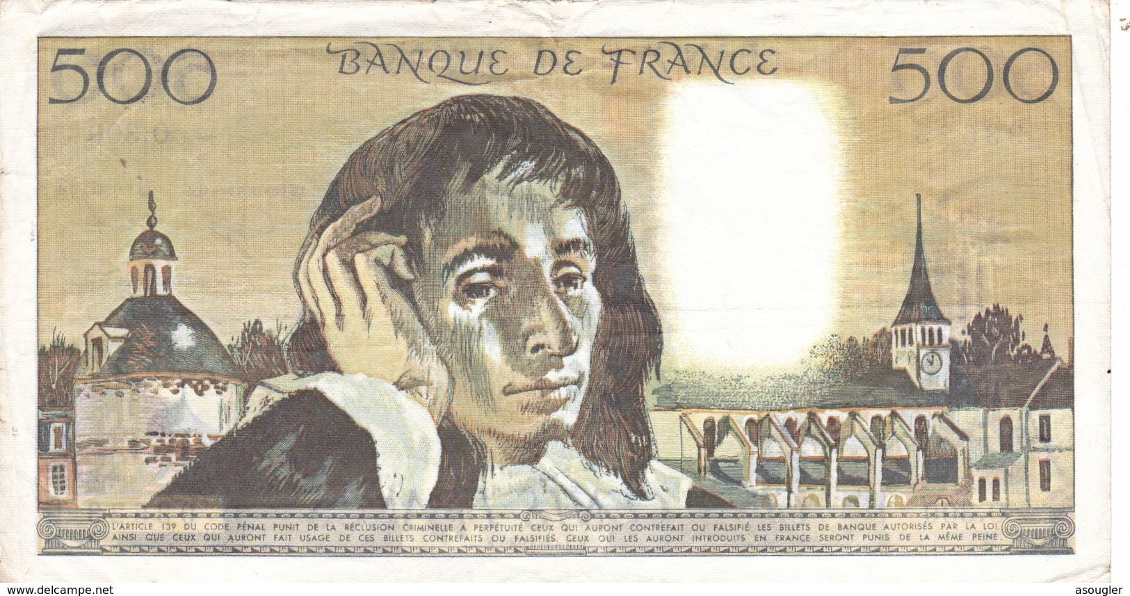 FRANCE 500 FRANCS 2-3-1989 VF P-156g "free Shipping Via Registered Air Mail" - 500 F 1968-1993 ''Pascal''