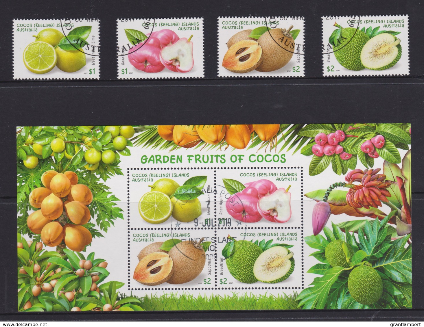 Cocos Islands 2017 Garden Fruits Of Cocos Set Of 4 + Minisheet CTO - Cocos (Keeling) Islands