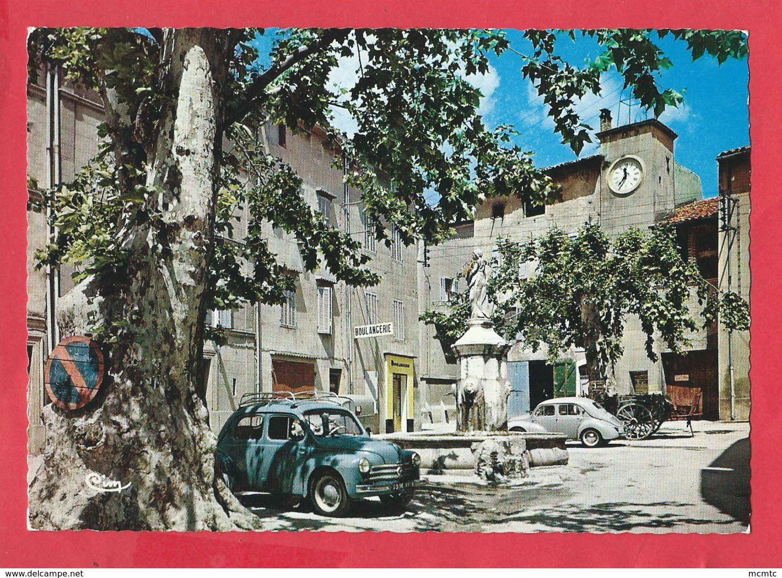 CPSM -   Auriol - 13 -(B.-du-Rh.) - Place Ste Barbe (auto,voiture Renault 4 Cv ) - Auriol