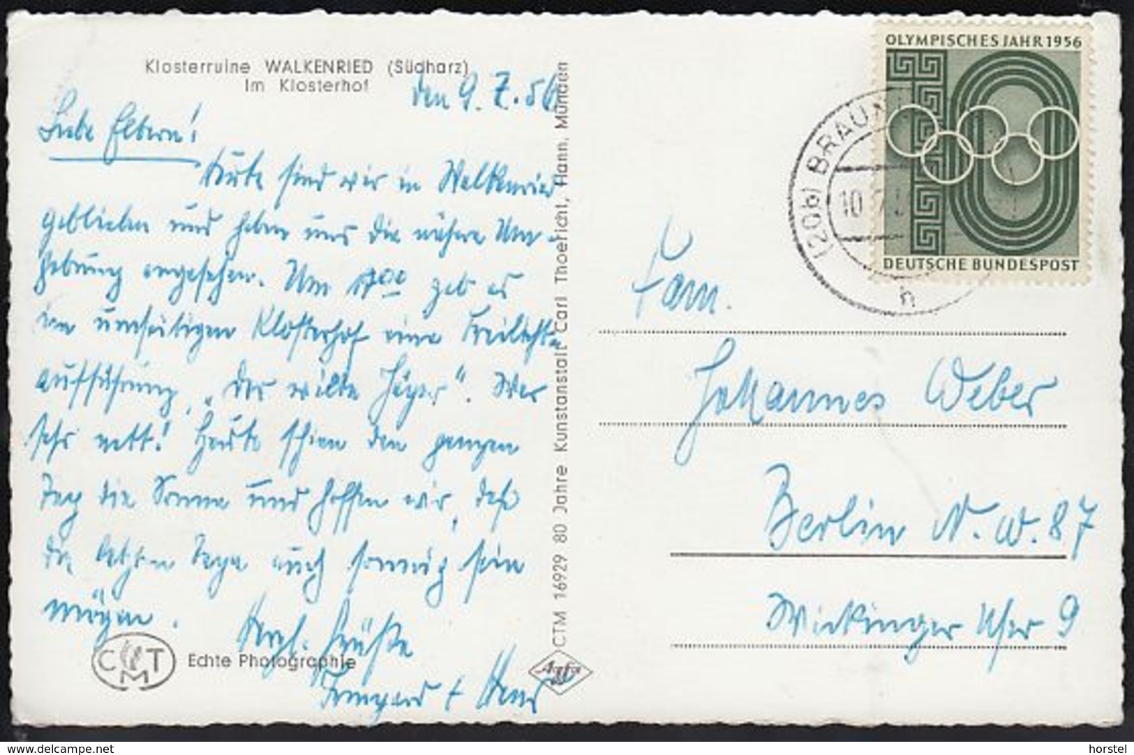 D-37445 Walkenried - Südharz - Im Klosterhof - Nice Stamp "Olympia 1956" - Osterode