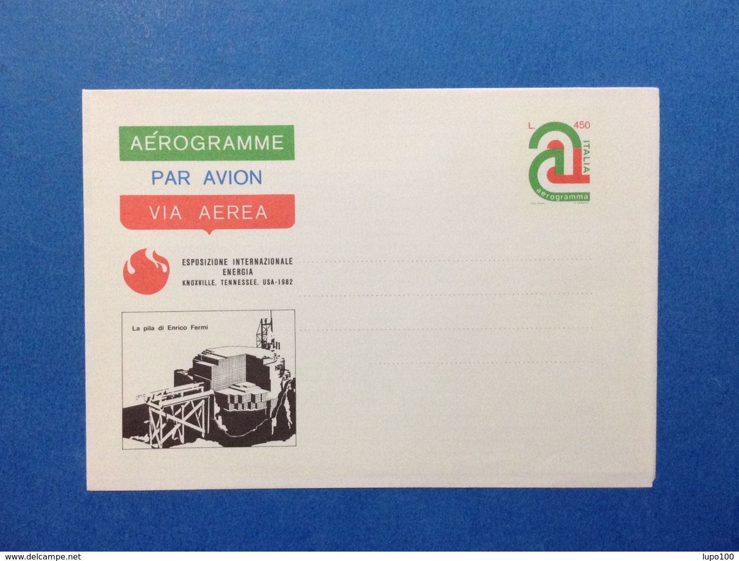 1982 ITALIA AEROGRAMMA POSTALE NUOVO NEW MNH** KNOXVILLE LA PILA DI ENRICO FERMI 450 LIRE - Interi Postali