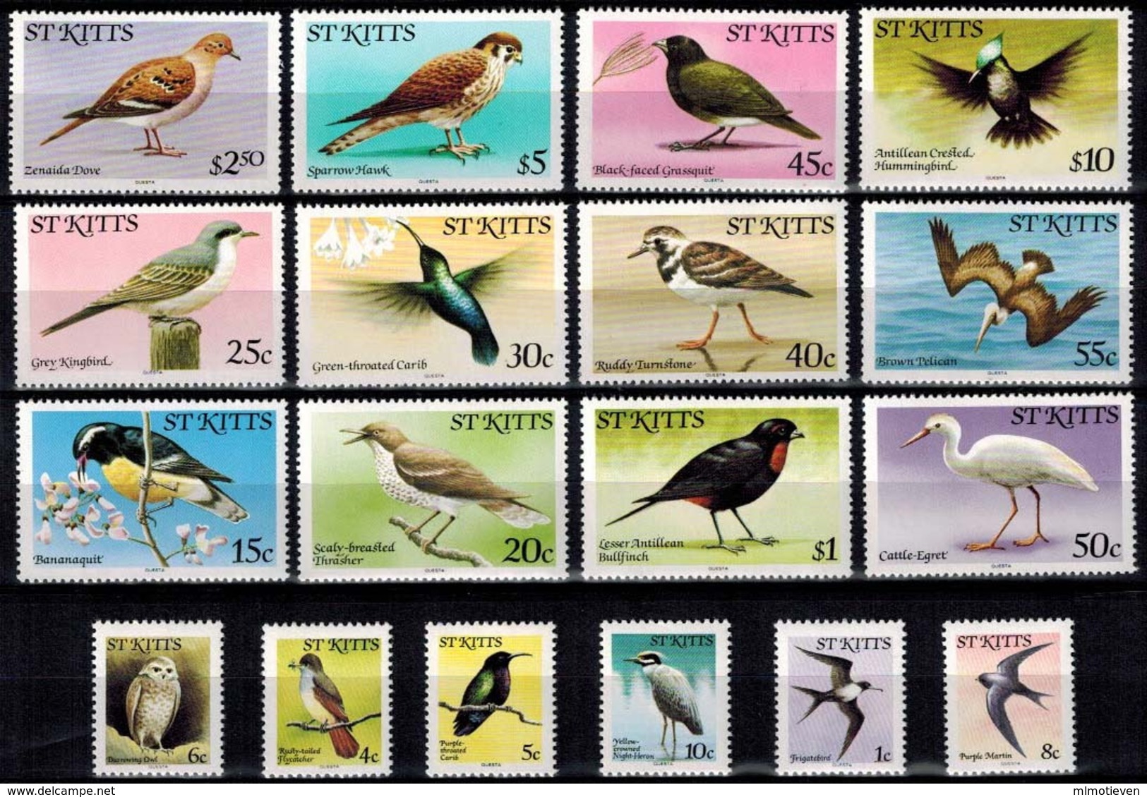 MDB-BK9-282 MINT ¤ ST KITTS 1981 18w In Serie ¤ OISEAUX - BIRDS OF THE WORLD - PAJAROS - VOGELS - VÖGEL - - Passereaux