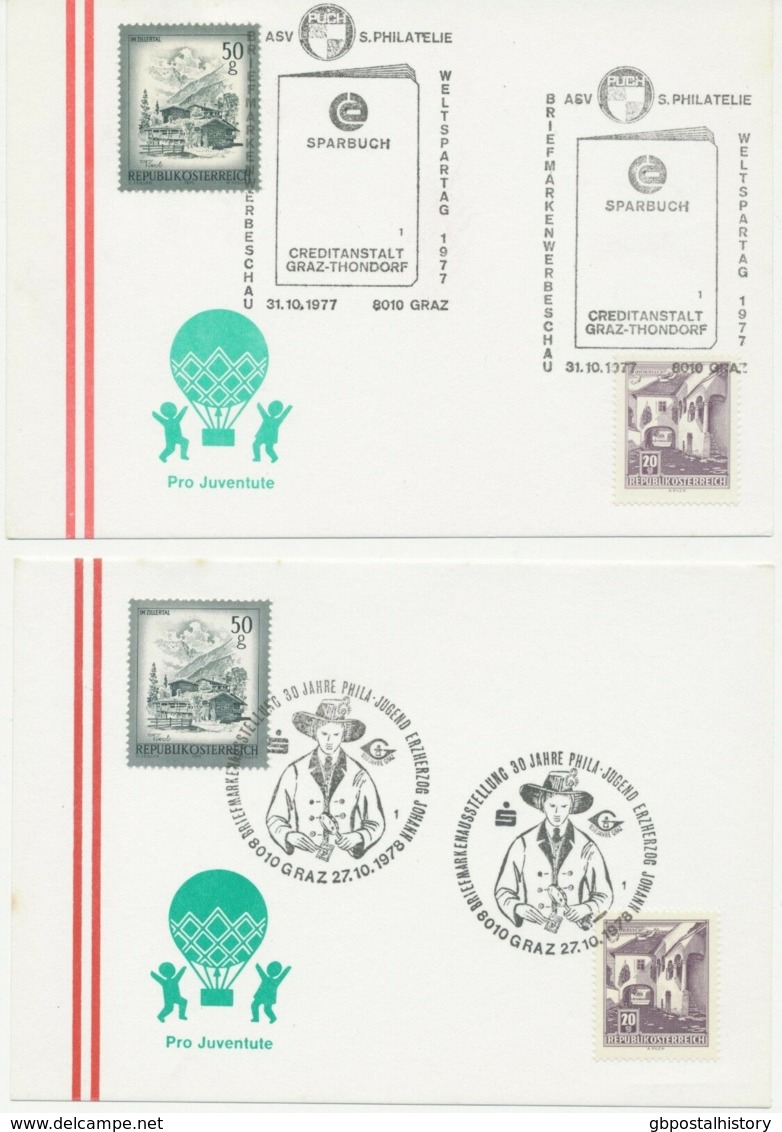 ÖSTERREICH SONDERSTEMPEL 1975/8, 22 versch. SST BANKEN (20) & VERSICHERUNGEN (2)