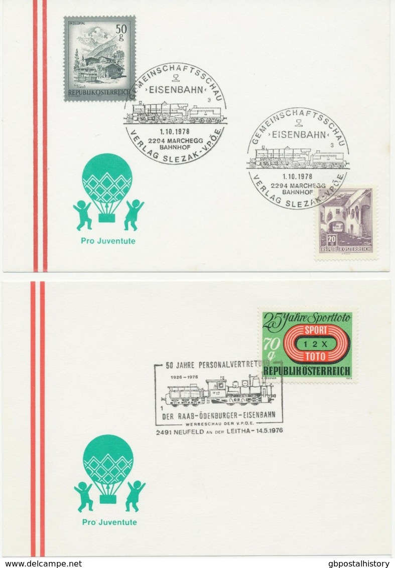 ÖSTERREICH SONDERSTEMPEL 1975/8, 26 versch. SST EISENBAHN: Pro Juventute