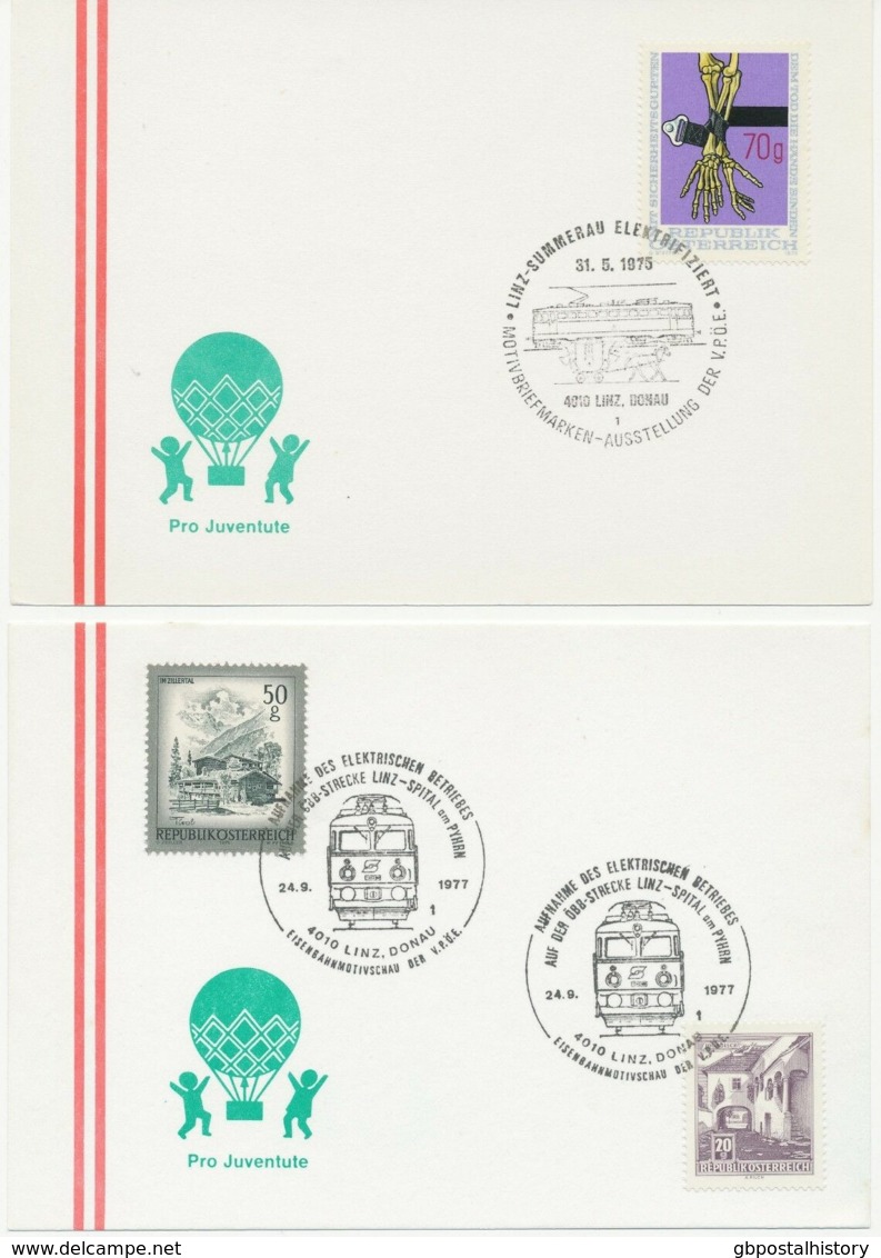 ÖSTERREICH SONDERSTEMPEL 1975/8, 26 versch. SST EISENBAHN: Pro Juventute