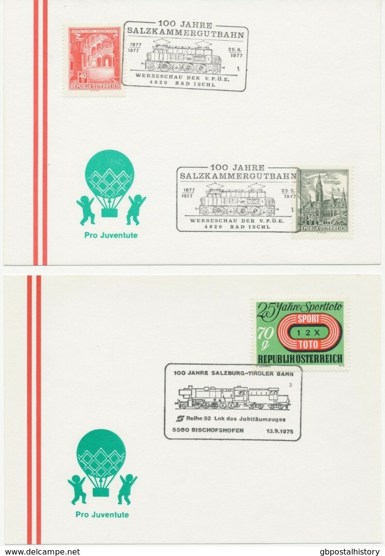 ÖSTERREICH SONDERSTEMPEL 1975/8, 26 versch. SST EISENBAHN: Pro Juventute