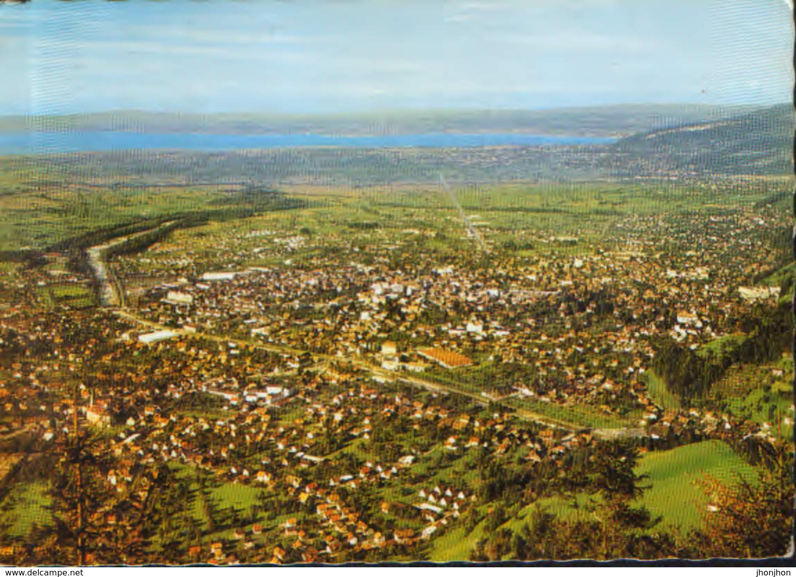 Austria - Postcard Used 1990 - View From Karrenseilbahn Mountain Station On Dornbirn And Lake Constance - 2/scans - Dornbirn