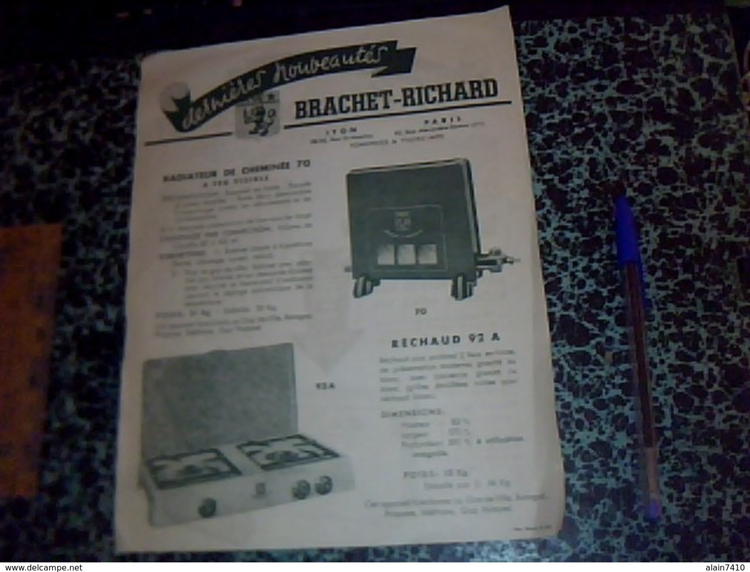 Publicitee  Anciene Tract Cuisinières FOURNAUX BRACHET RICHARD LYON/PARIS ANNEE?? - Autres & Non Classés