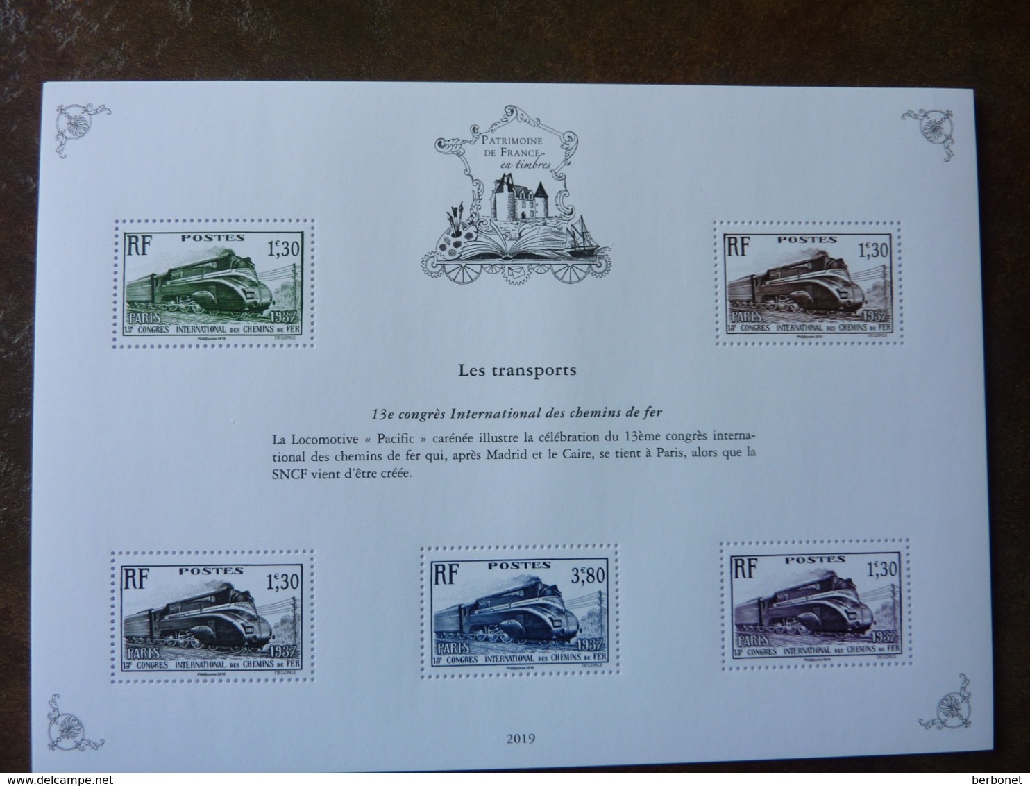 2019 Patrimoine Du Timbre Planche Seule 13ème Congrès International Des Chemins De Fer  ** MNH Envoi Soigné - Neufs