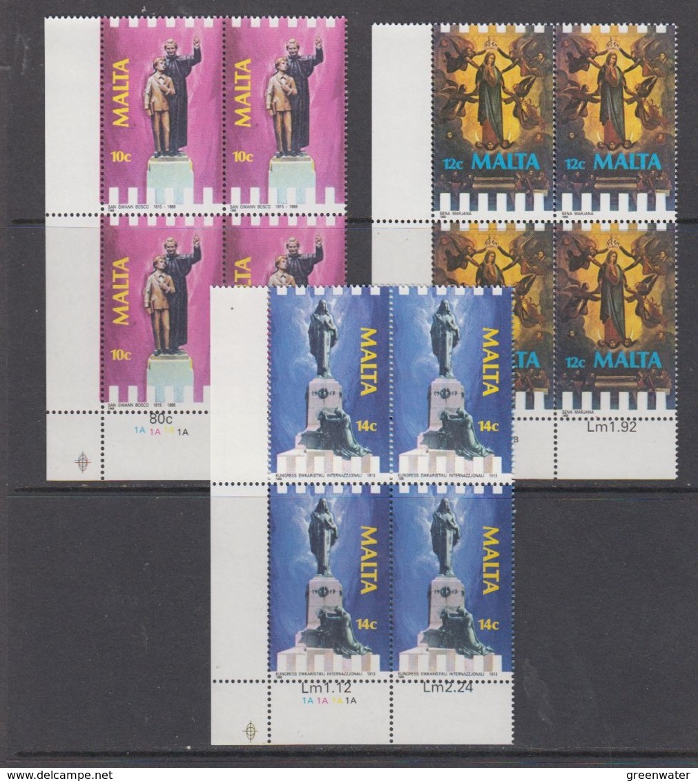 Malta 1988 Religious Jubilees 3v Bl Of 4 (corners) ** Mnh (44759A) - Malta