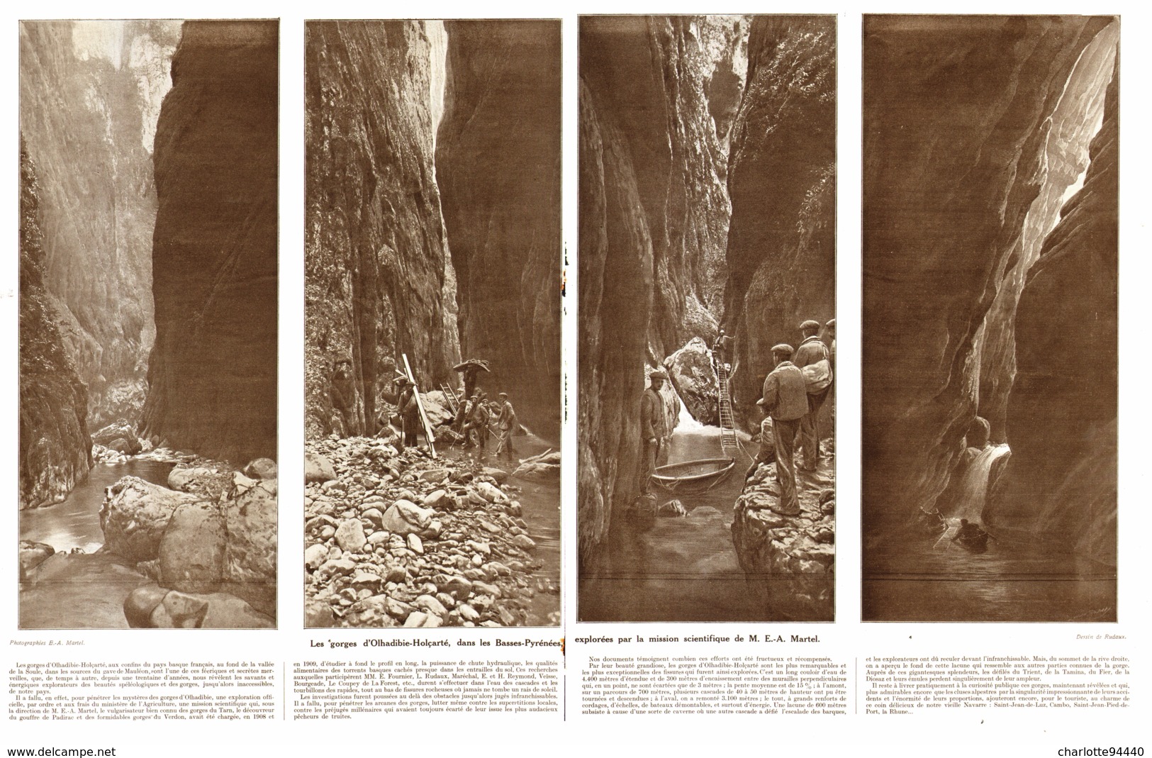 " LES GORGES D' OLHADIBIE- HOLCARTE "  1911 - Pays Basque