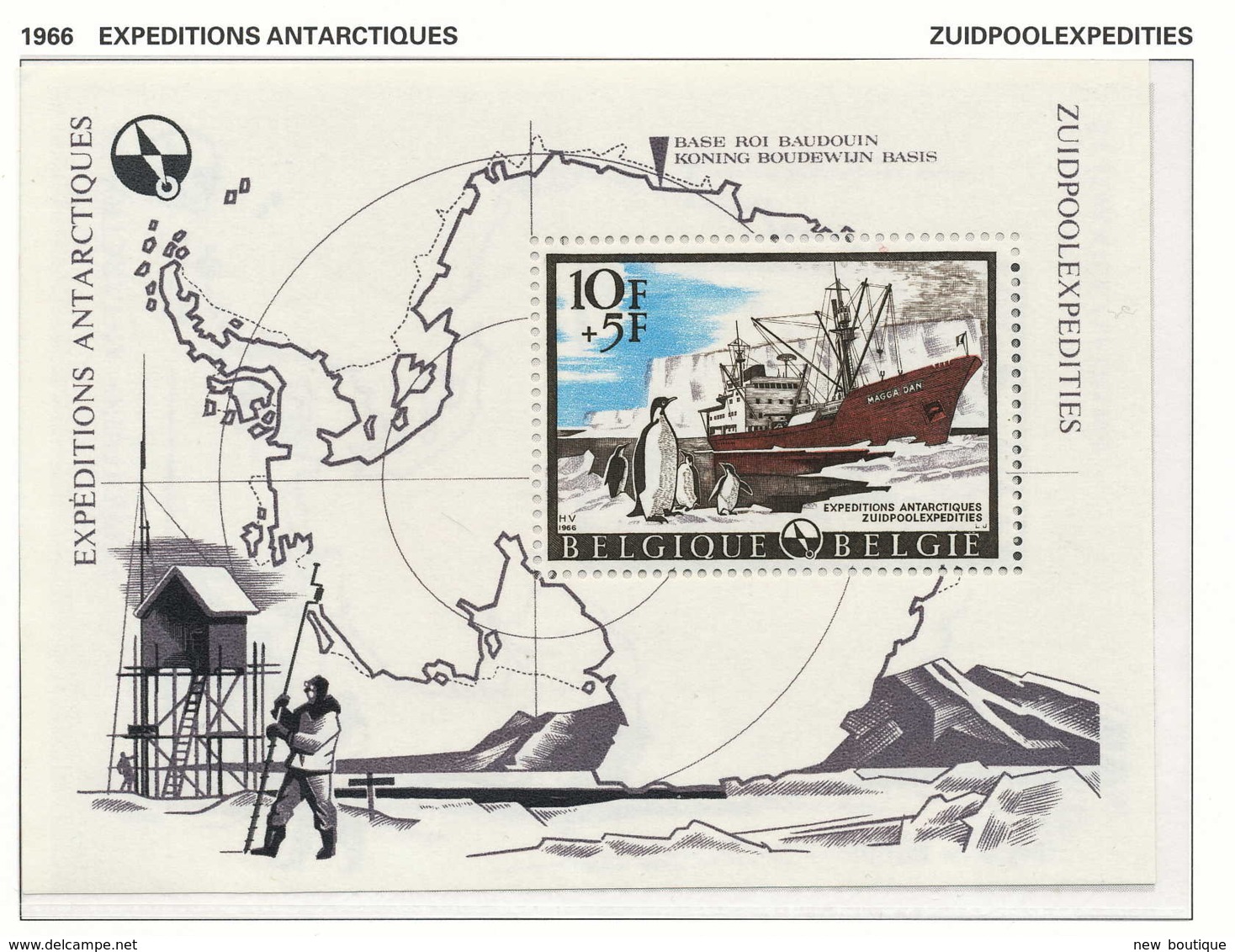 NB - [150454]SUP//**/Mnh-[BL42] Belgique 1966, Pôle Sud, Le Bloc Expéditions Antartiques, Le Magga Dan, Bâteau De L'expé - Expéditions Antarctiques