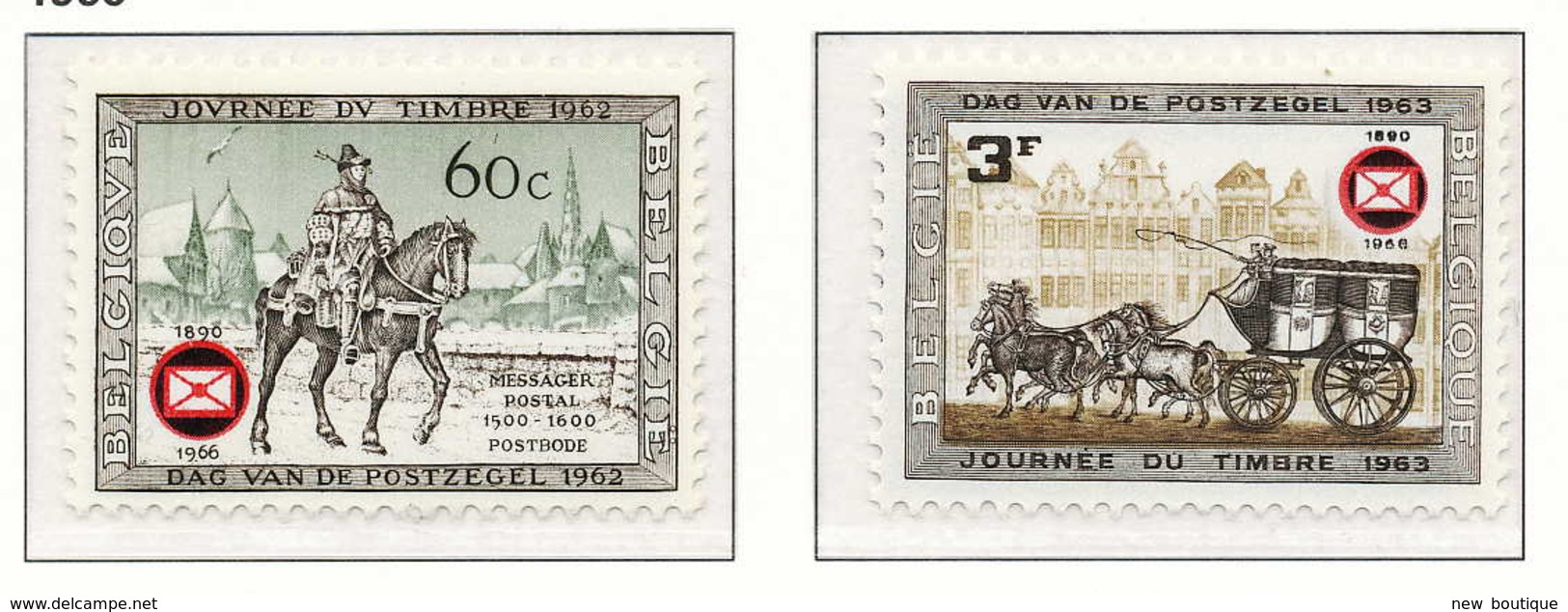 NB - [150459]SUP//**/Mnh-[1395/96] Belgique 1966, Type Journée Du Timbre De 1962 Et 1963 Revêtus D'un Emblème Rouge Et N - Stamp's Day