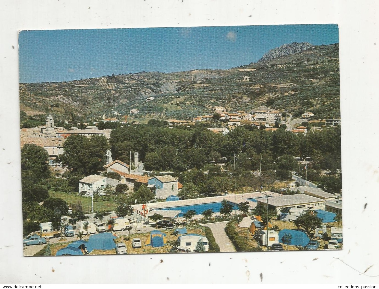 Cp, 26 , BUIS LES BARONNIES ,le Camping ,la Piscine Et La Ville , Vierge , Ed. Cellard - Buis-les-Baronnies