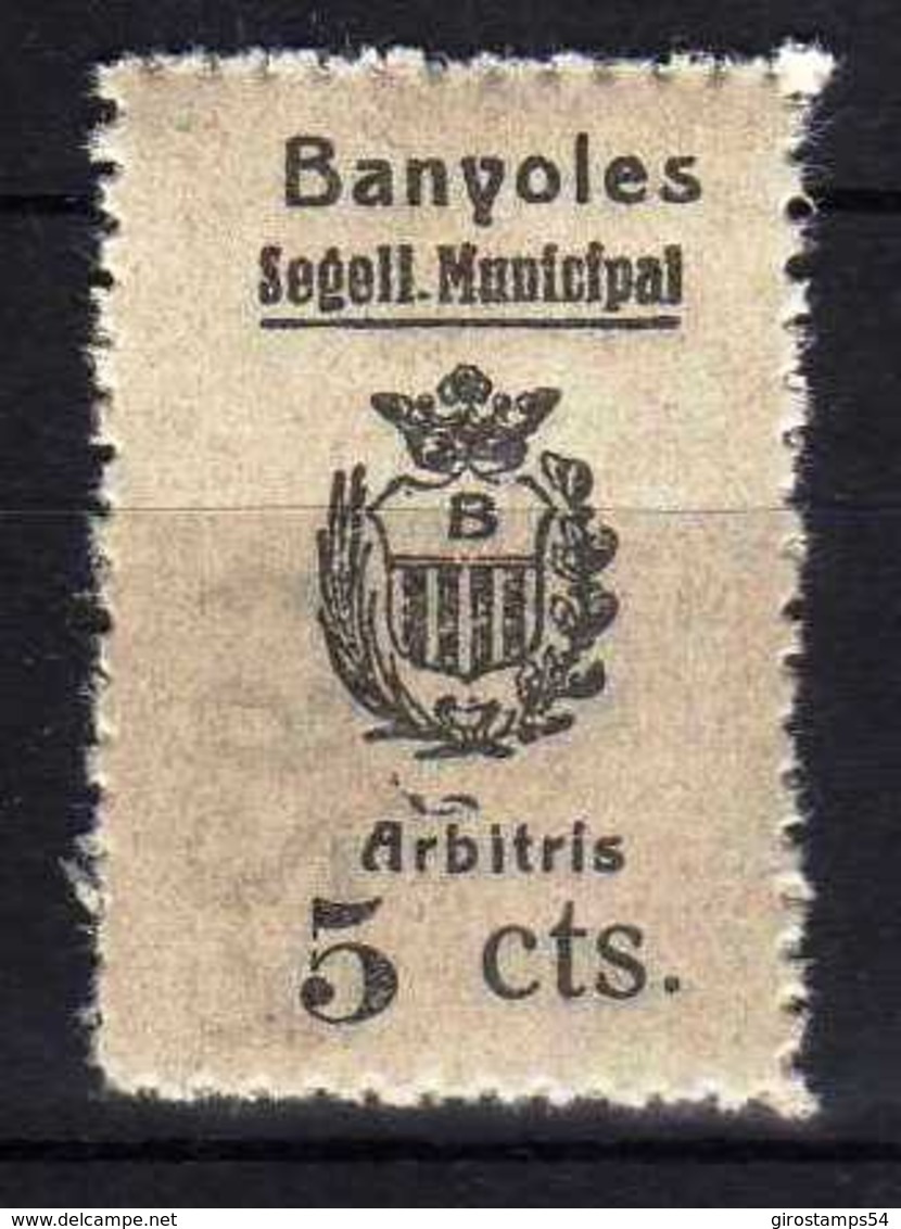 Girostamps54.- SELLO MUNICIPAL DE BANYOLES (GIRONA) SELLO DE 5 CTMOS. DE ARBITRIOS MUNICIPAÑES - Fiscales