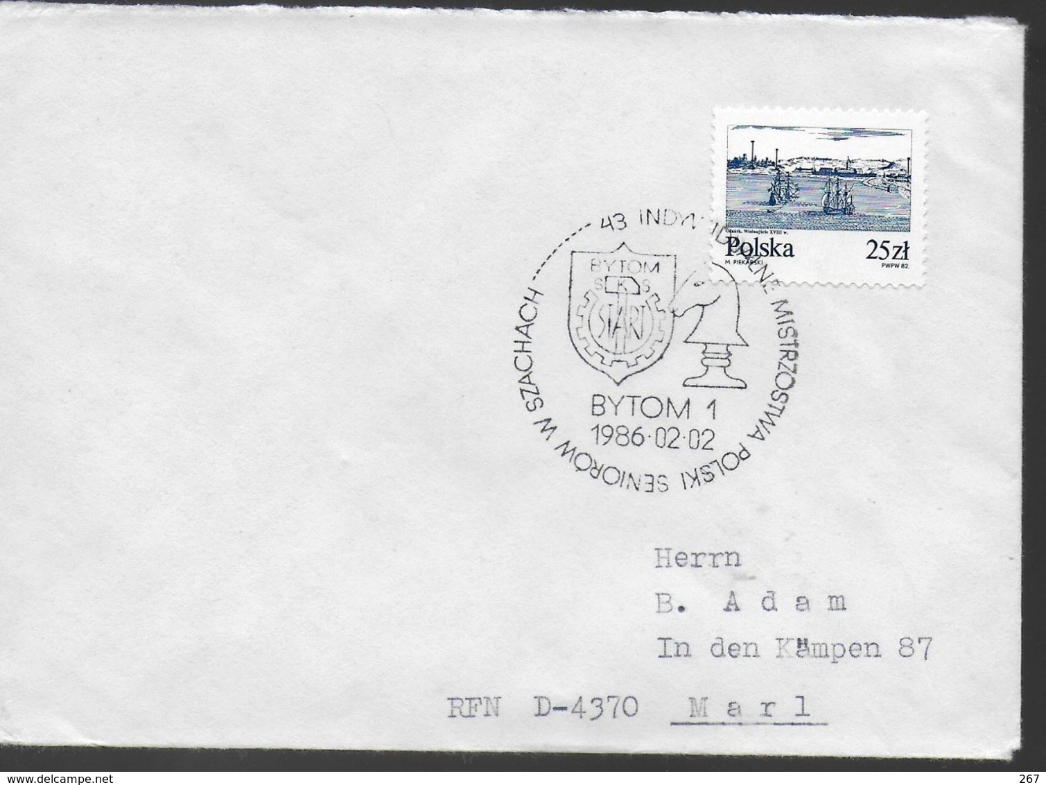 POLOGNE  Lettre 1986 Bytom Echecs - Echecs