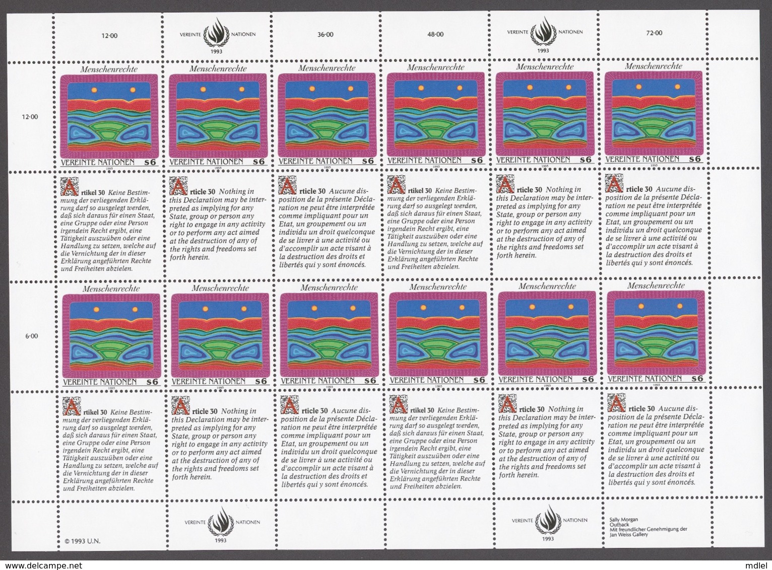 UN Vienna 1993 Mi# 150-51** HUMAN RIGHTS - Unused Stamps