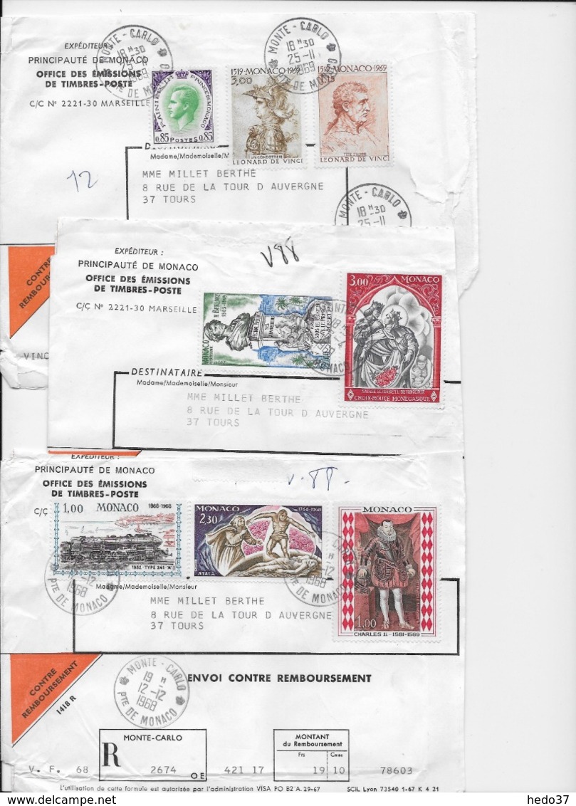 Monaco - Ensemble De 11 Enveloppes - Postmarks