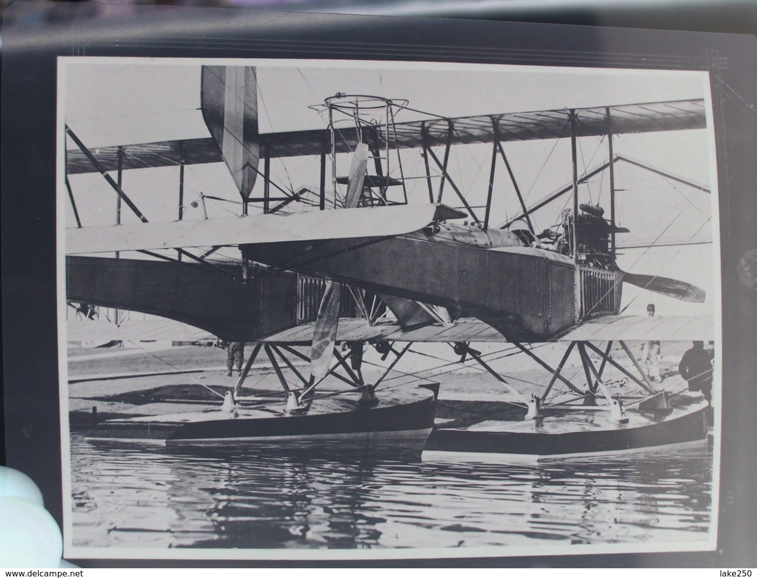 NEGATIVO DI FOTOGRAFIA IN B/N AEREO BIPLANO IDROVOLANTE CAPRONI - Aviation