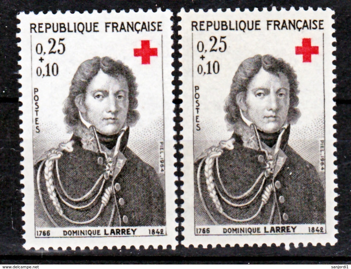 France 1433 1434 Variétés Gomme Tropicale Et Normal Peu Visible Sur Scan Croix Rouge Neuf ** TB MNH Sin Charnela - Nuovi