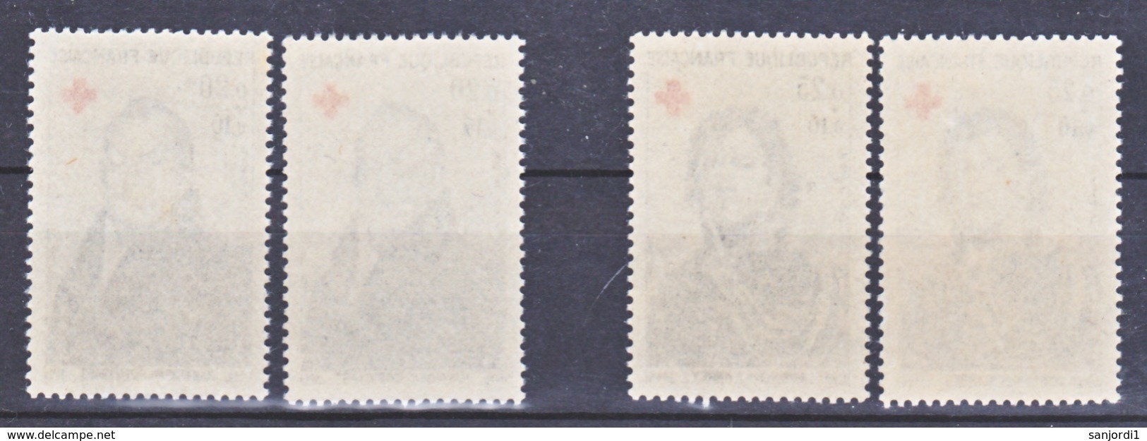 France 1433 1434 Variétés Gomme Tropicale Et Normal Peu Visible Sur Scan Croix Rouge Neuf ** TB MNH Sin Charnela - Nuovi