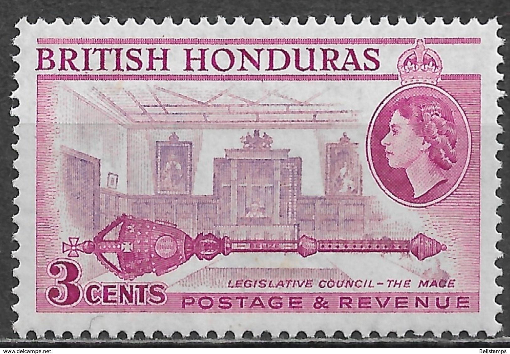 British Honduras 1957. Scott #146 (M) Legislative Council Chamber And Mace - Brits-Honduras (...-1970)
