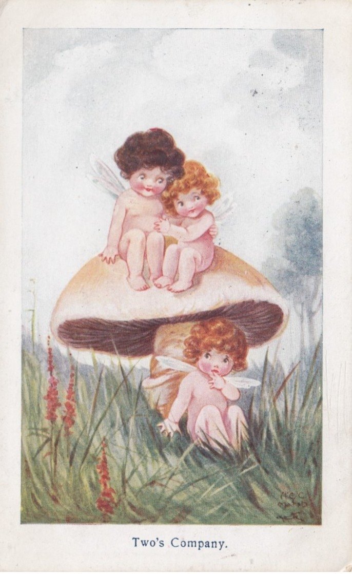 FANTASY ; Fairy Couple On Mushroom , Two's Company , 1915 - Other & Unclassified