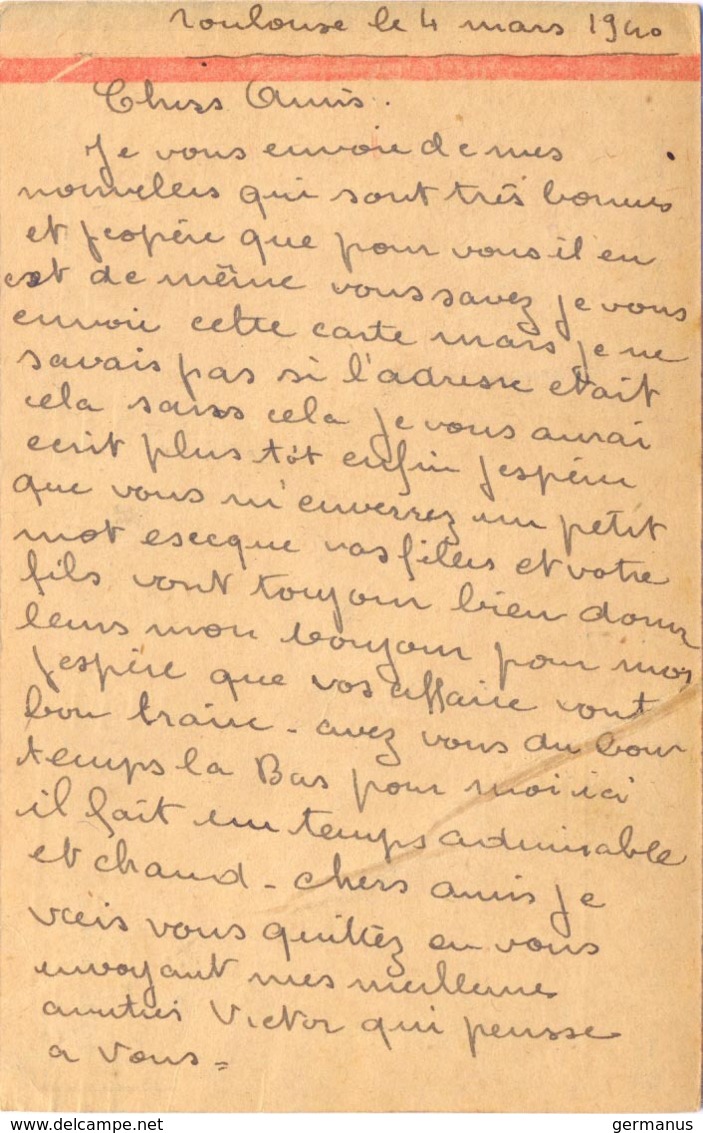 GUERRE 39-45 DÉPOT D'ARTILLERIE * N° 406 Bis *  406 DCA 106 Bie 17 Pièces Quartier Compans TOULOUSE Hte GARONNE 4-3-40 - Guerre De 1939-45