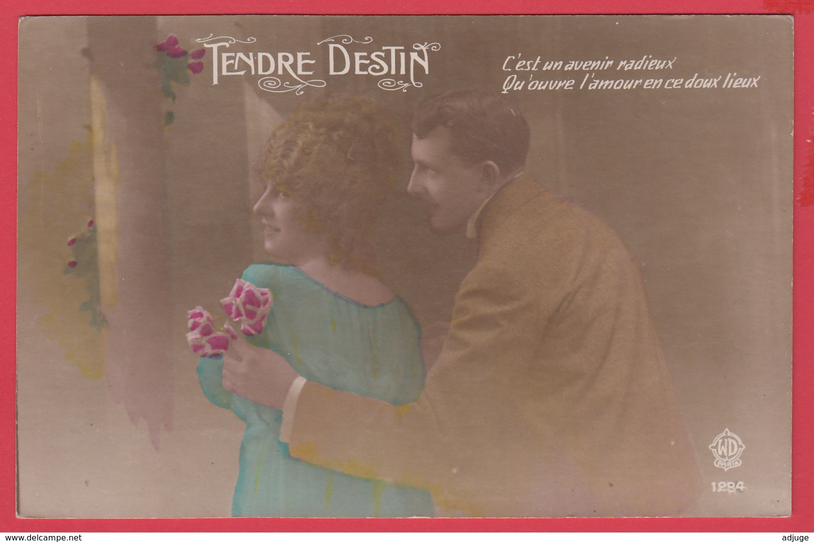 CPA -1900- TENDRE DESTIN - Couple Enlacé - C'est Un Avenir Radieux Q'ouvre L'amour En Ce Doux Lieu- 2 SCAN - Couples