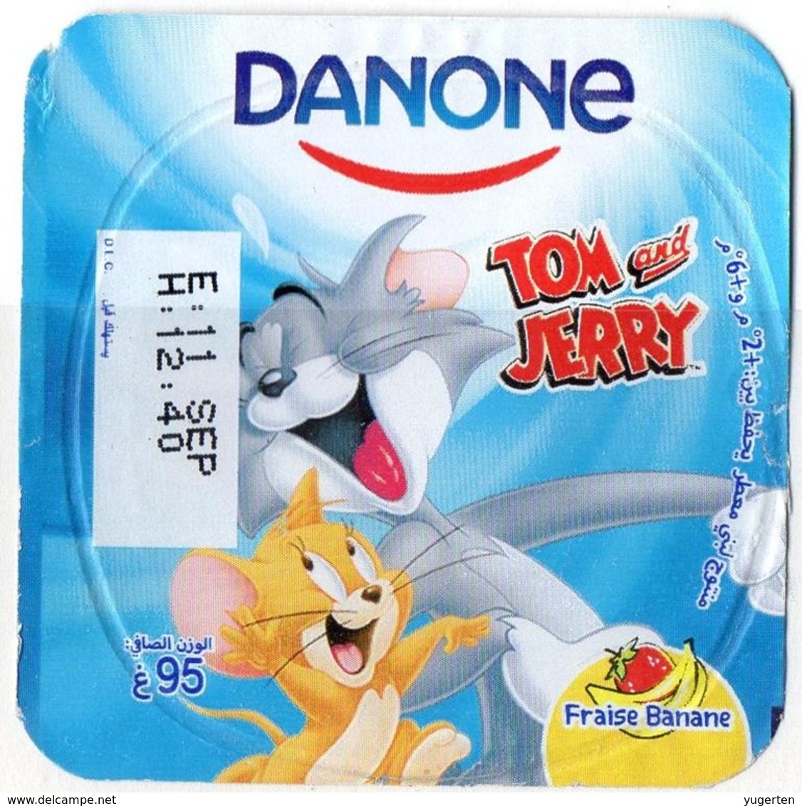 Opercule Cover Yaourt Yogurt " Danone " Tom & Jerry 5 French Disney Banane  Banana  Yoghurt Yoghourt Yahourt Yogourt - Opercules De Lait