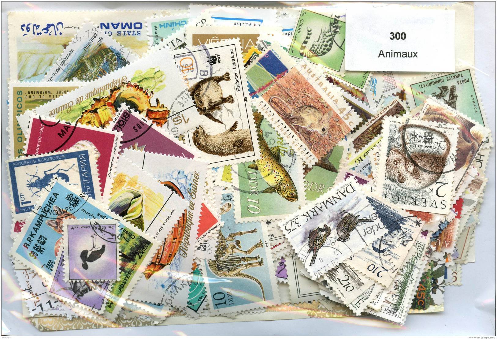 Lot 300 Timbres Thème Animaux - Lots & Kiloware (mixtures) - Max. 999 Stamps