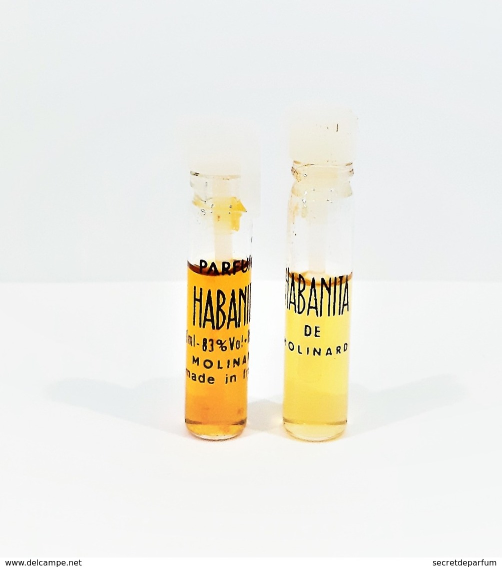 2  échantillons Parfum Tubes   HABANITA   De  MOLINARD - Echantillons (tubes Sur Carte)