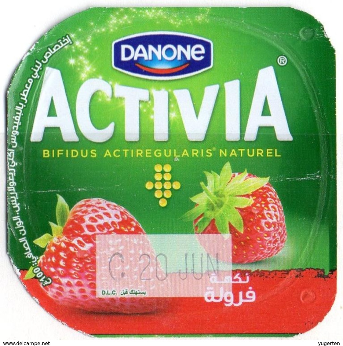 Opercule Cover Yaourt Yogurt " Danone " ACTIVIA Fraise Strawberry Yoghurt Yoghourt Yahourt Yogourt - Koffiemelk-bekertjes