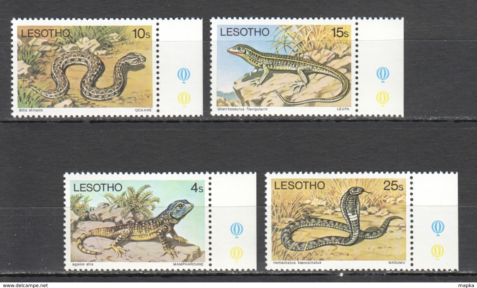 Y524 1979 LESOTHO FAUNA REPTILES SNAKES LIZARDS #270-73 1SET MNH - Altri & Non Classificati