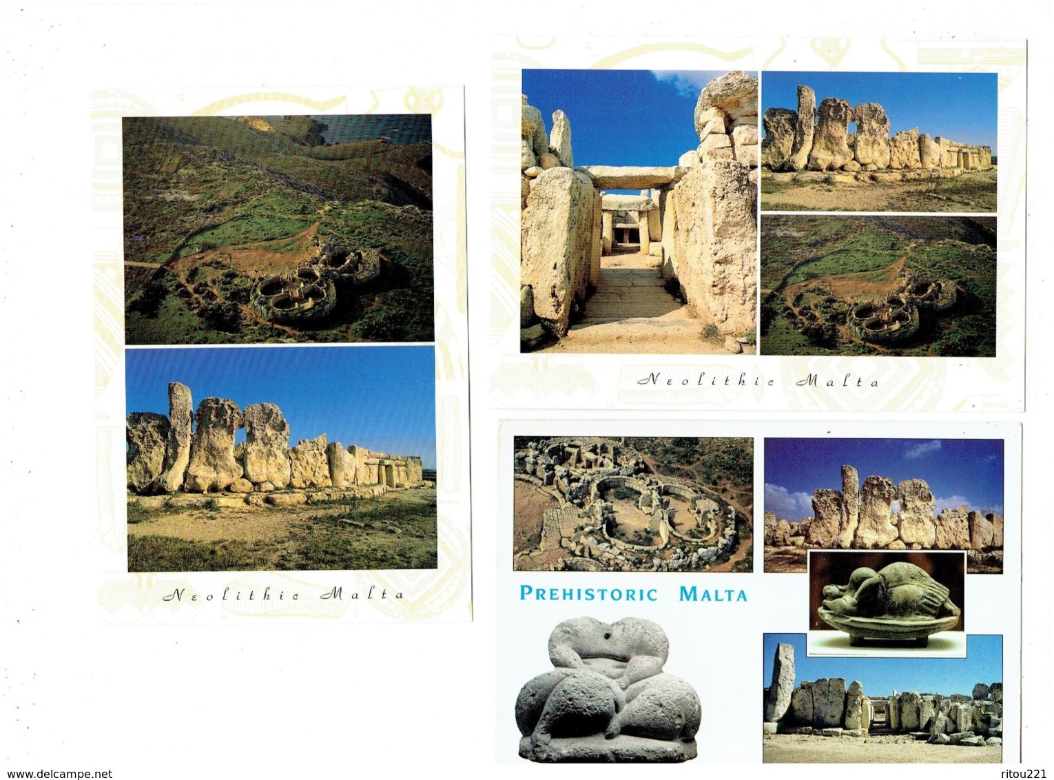 Lot 5 Cpm MALTE - MALTA - Neolithic Malta - Ggantija Temples VALLETTA AUBERGE PROVENCE VENUS - Malte