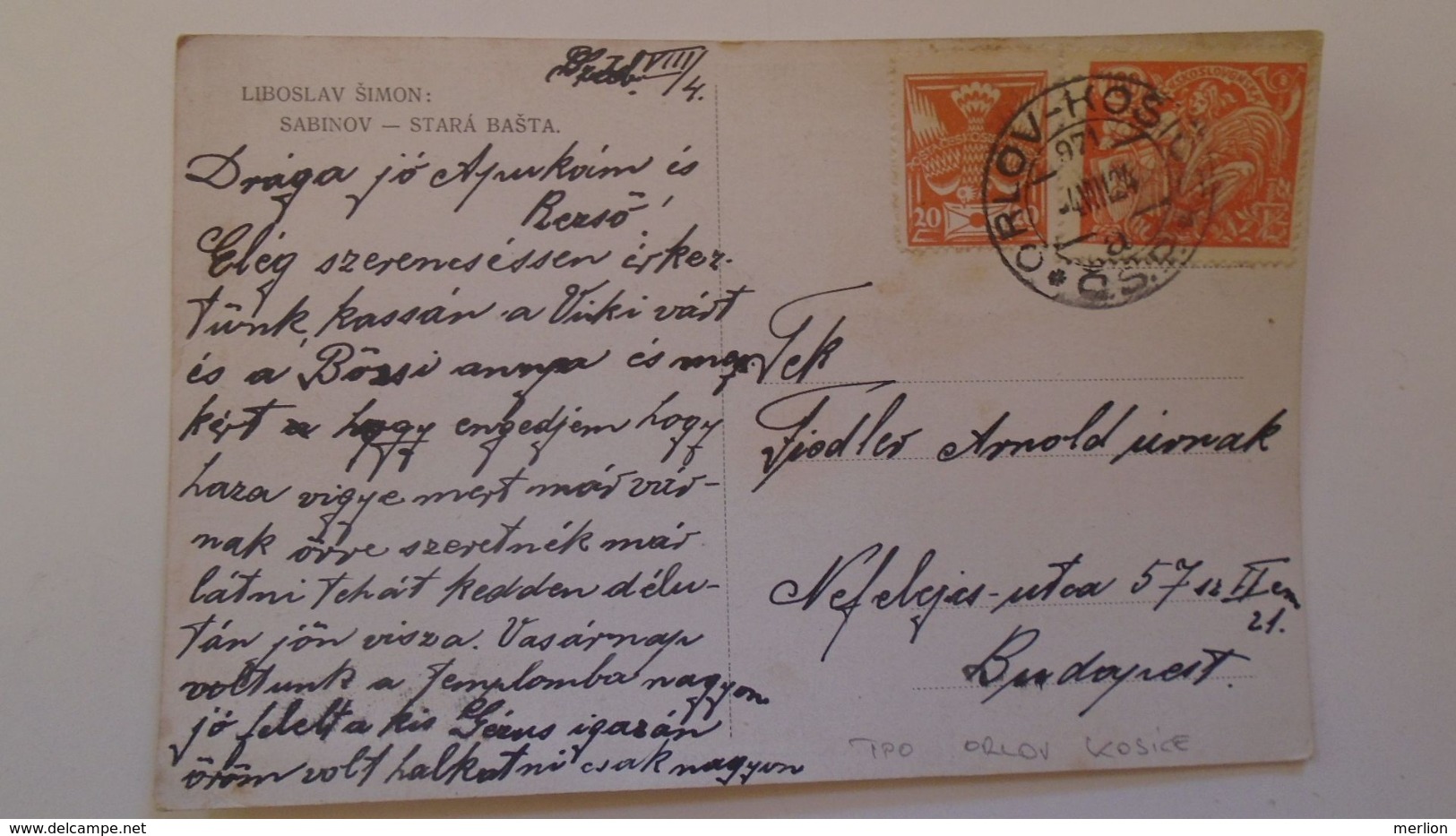 D168180  Czechoslovakia  Postcard SABINOV-   TPO -Railway Post -BAHNPOST - Orlov-Kosice   1924 - Briefe U. Dokumente