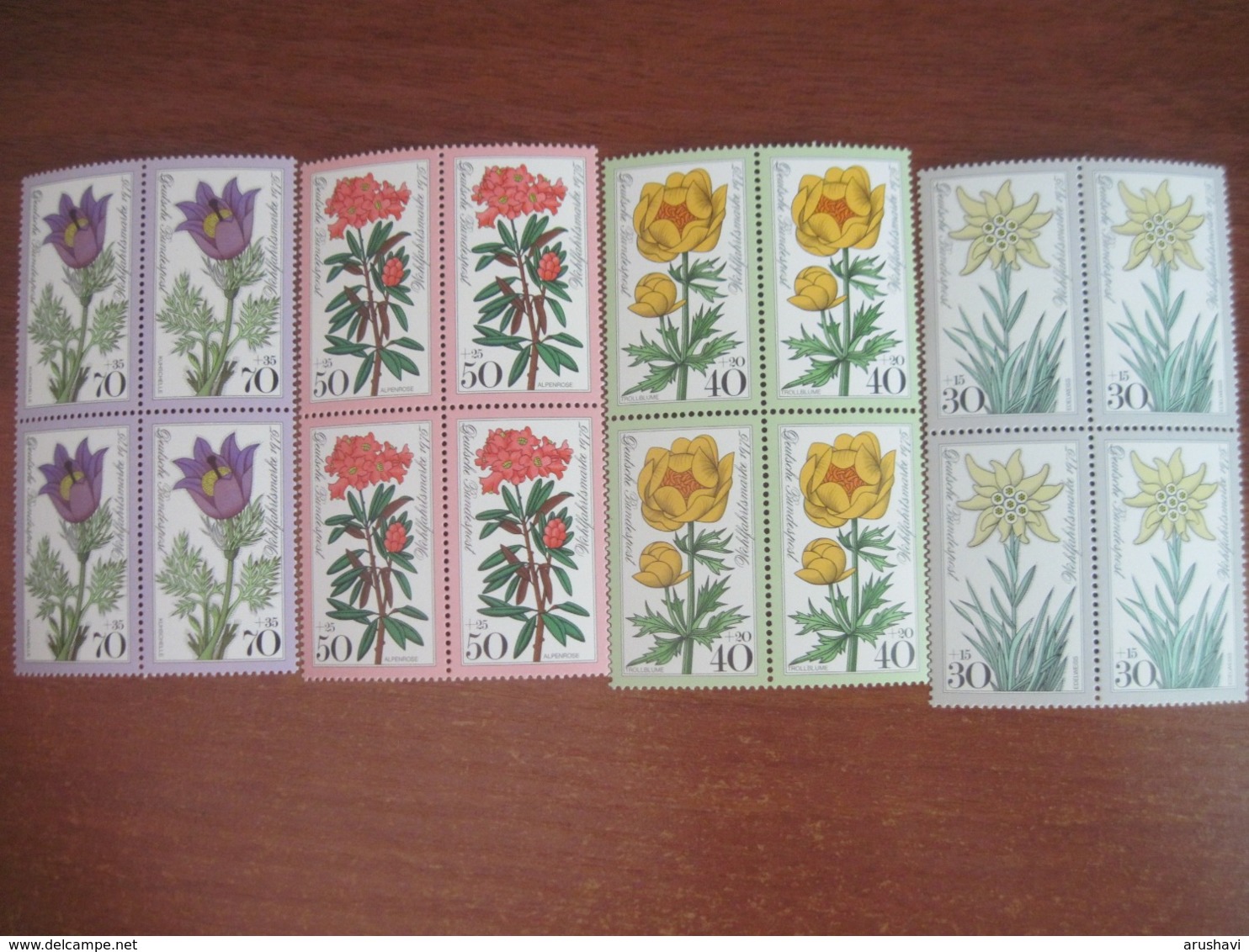 Germany 1975 Flors Flowers  Blocks 4 MNH - Unused Stamps