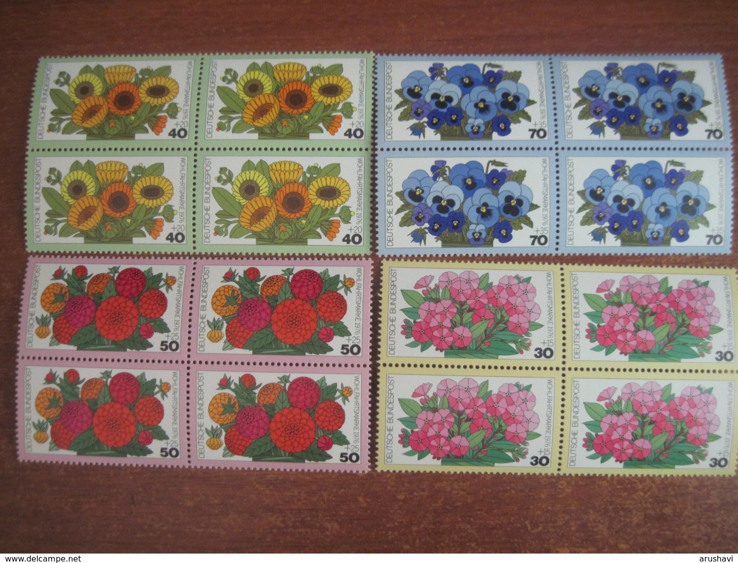 Germany 1976 Flowers Flora Blocks 4 MNH - Unused Stamps