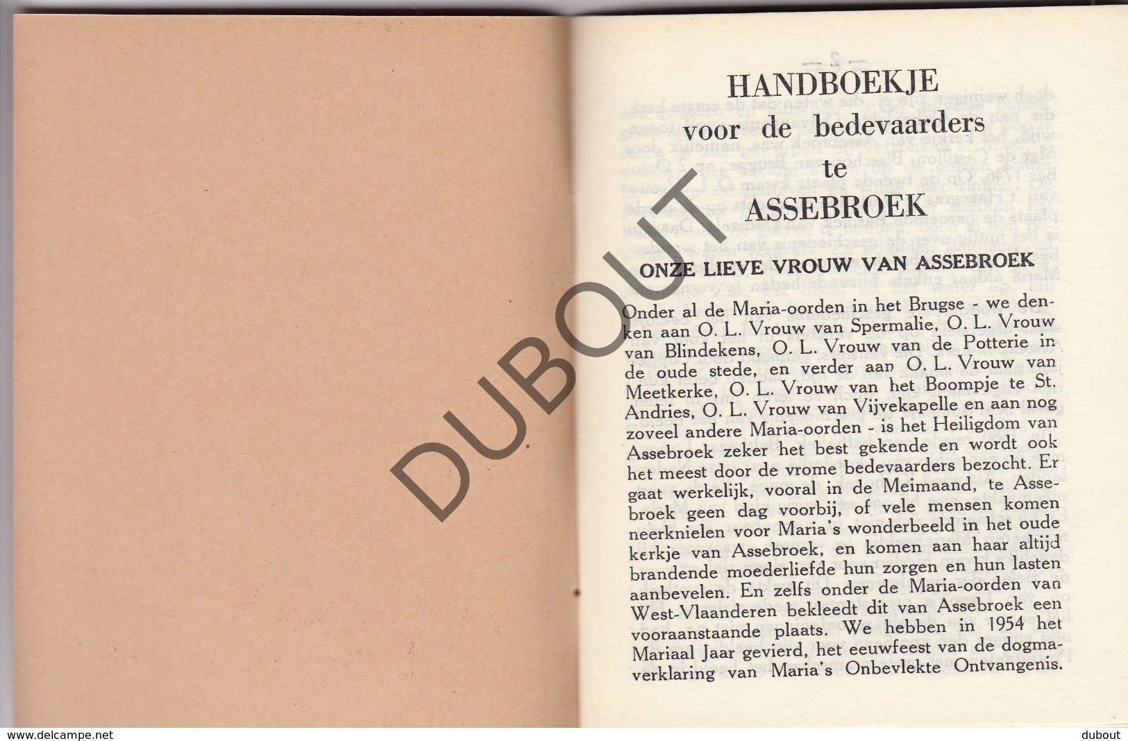 ASSEBROEK/Brugge Onze Lieve Vrouw 1955 Handboekje Bedevaarders (R227) - Oud