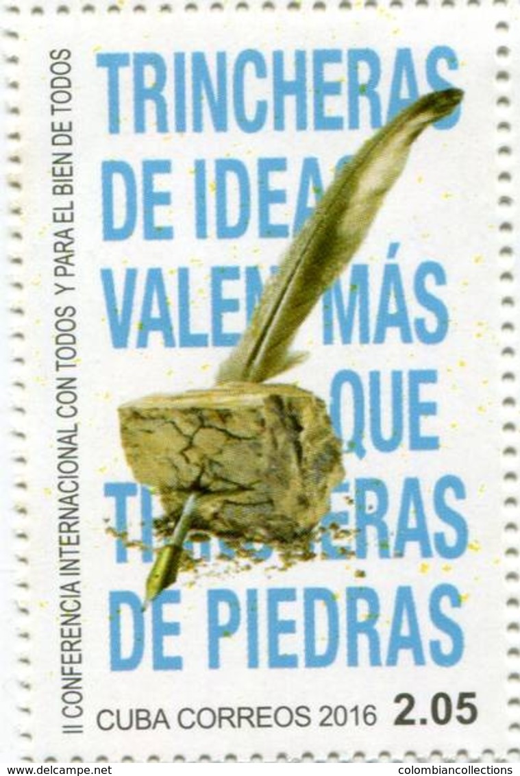 Lote CU2016-31, Cuba, 2016, Sello, Stamp, II Conferencia Internacional Con Todos Y Para El Bien De Todos, Feather Stone - Otros & Sin Clasificación