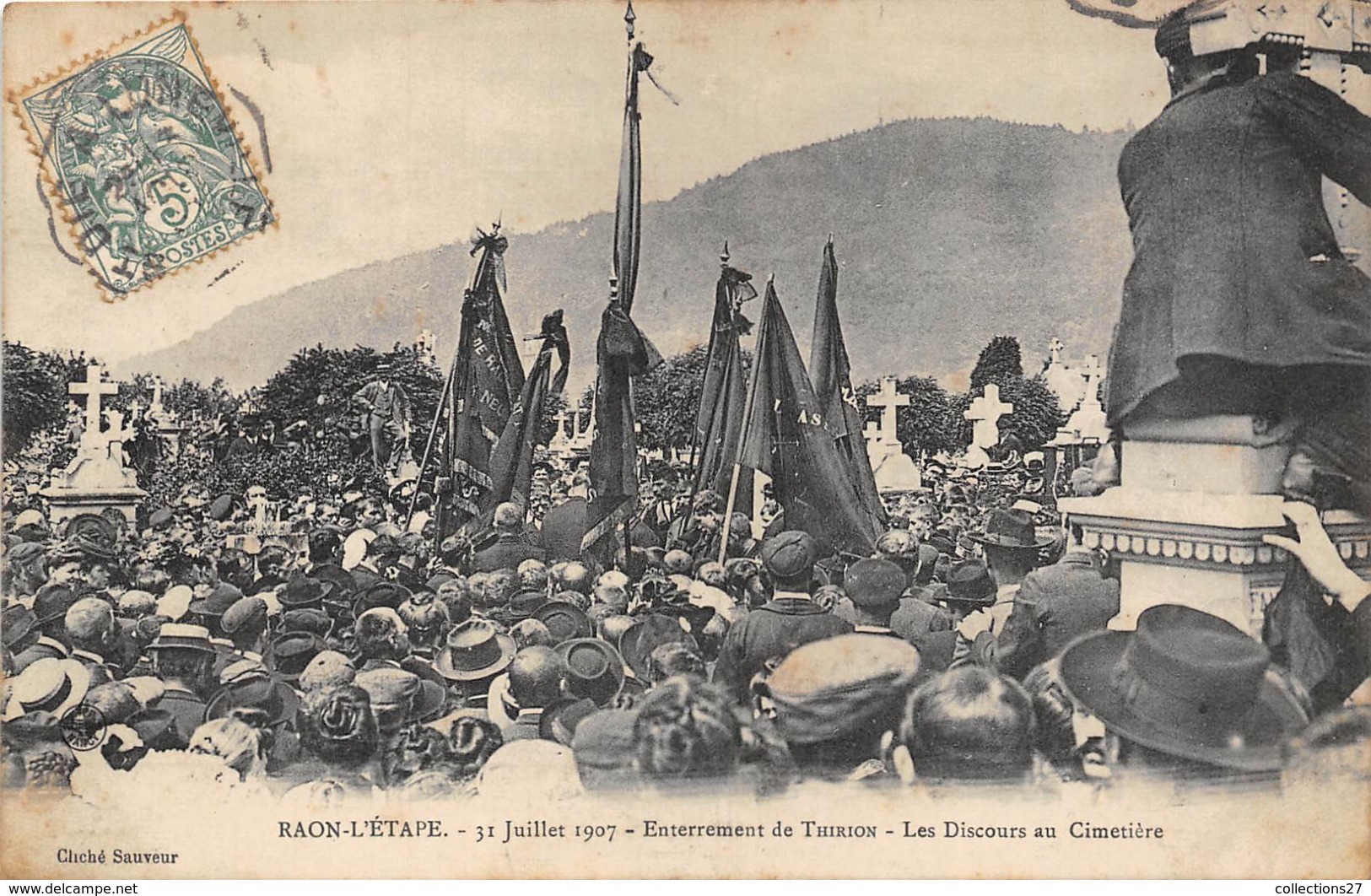 88-RAON-L'ETAPE-31 JUILLET 1907, ENTERREMENT DE THIRION, LES DISCOURS AU CIMETIERE - Raon L'Etape