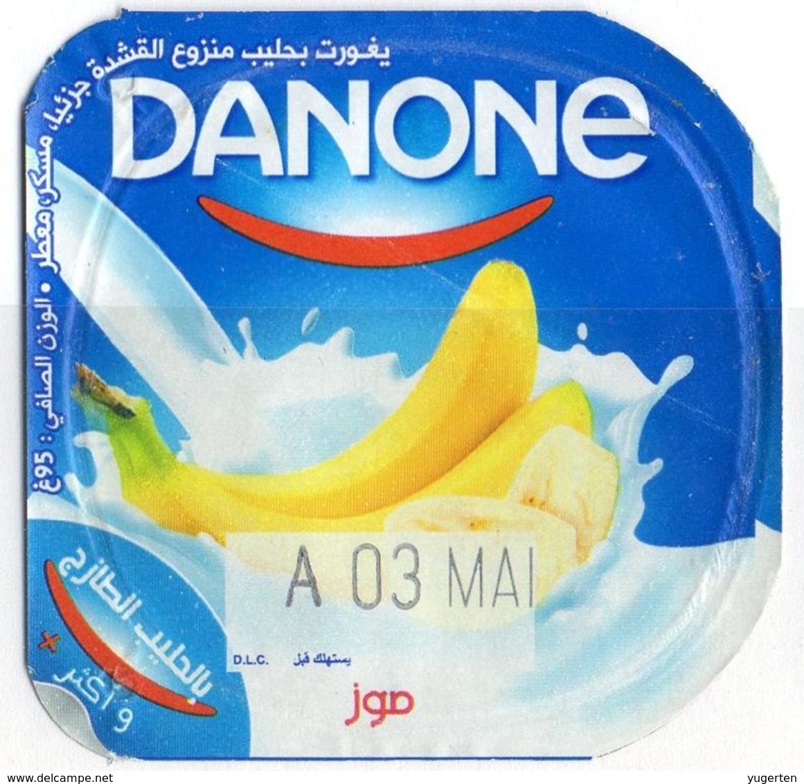 Opercule Cover Yaourt Yogurt " Danone " Banane Banana Yoghurt Yoghourt Yahourt Yogourt - Opercules De Lait