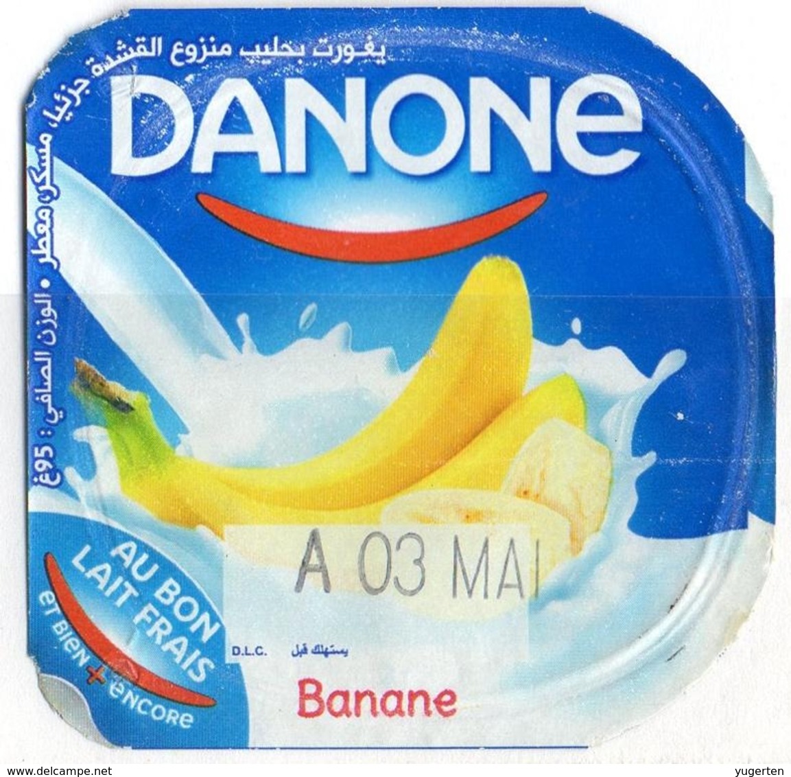 Opercule Cover Yaourt Yogurt " Danone " Banane Banana Yoghurt Yoghourt Yahourt Yogourt - Opercules De Lait