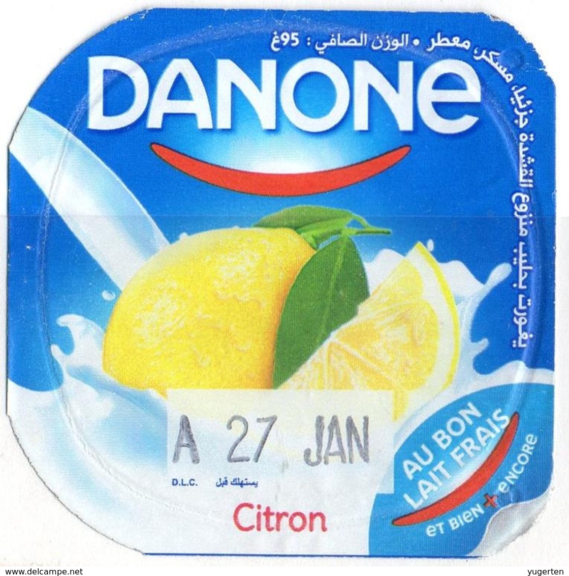 Opercule Cover Yaourt Yogurt " Danone " Citron Lemon Yoghurt Yoghourt Yahourt Yogourt - Koffiemelk-bekertjes