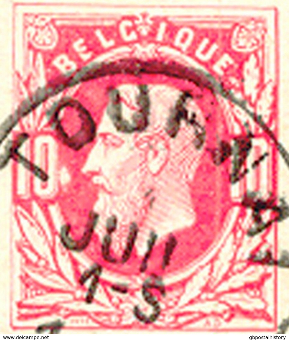 BELGIEN GANZSACHEN 1887 10C Karmin König Leopold II Privat-GA ABART WEIßER FLECK - Unclassified